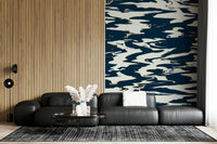 A calming modern abstract wallpaper mural that defines a space.

