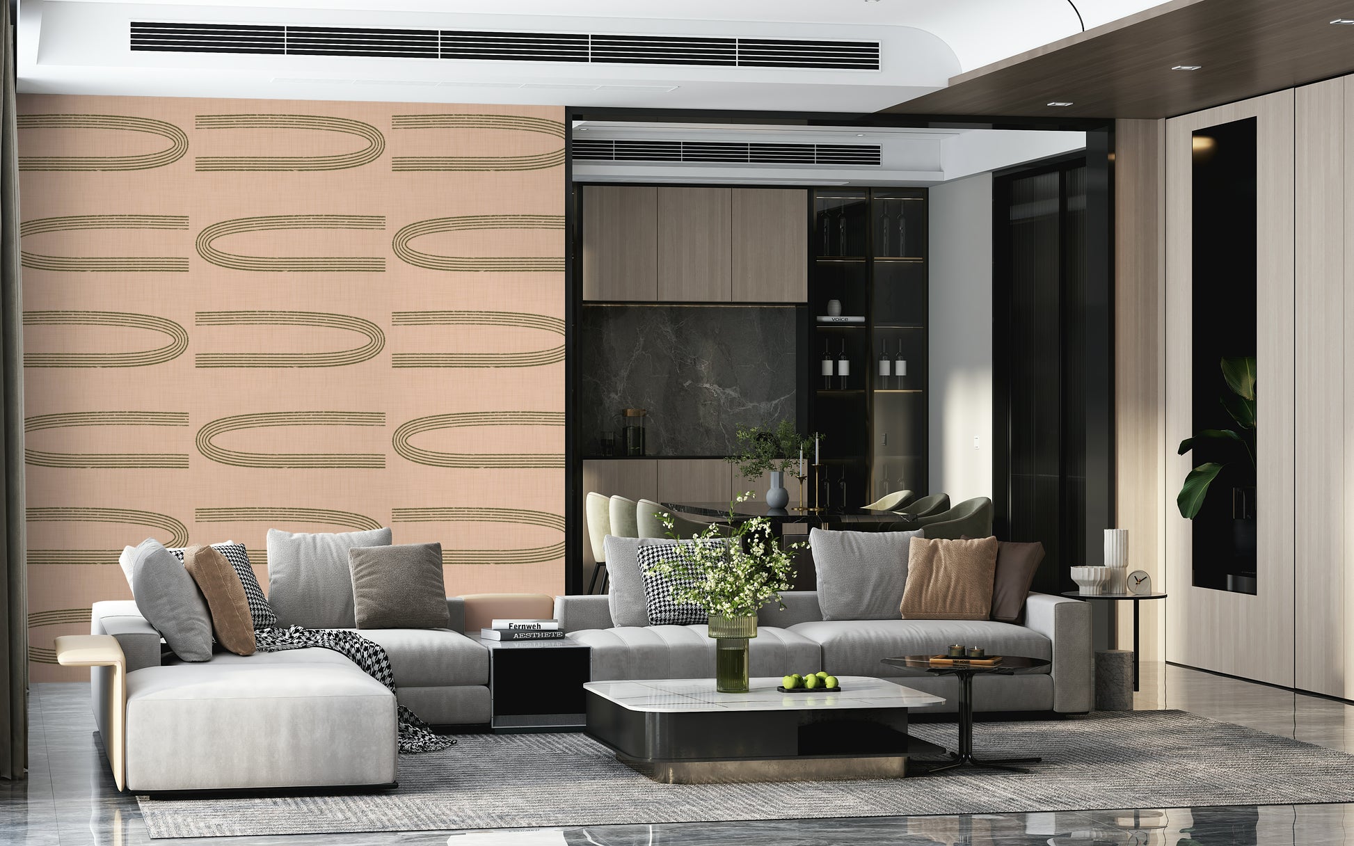 A classic mid-century wallpaper for walls.

