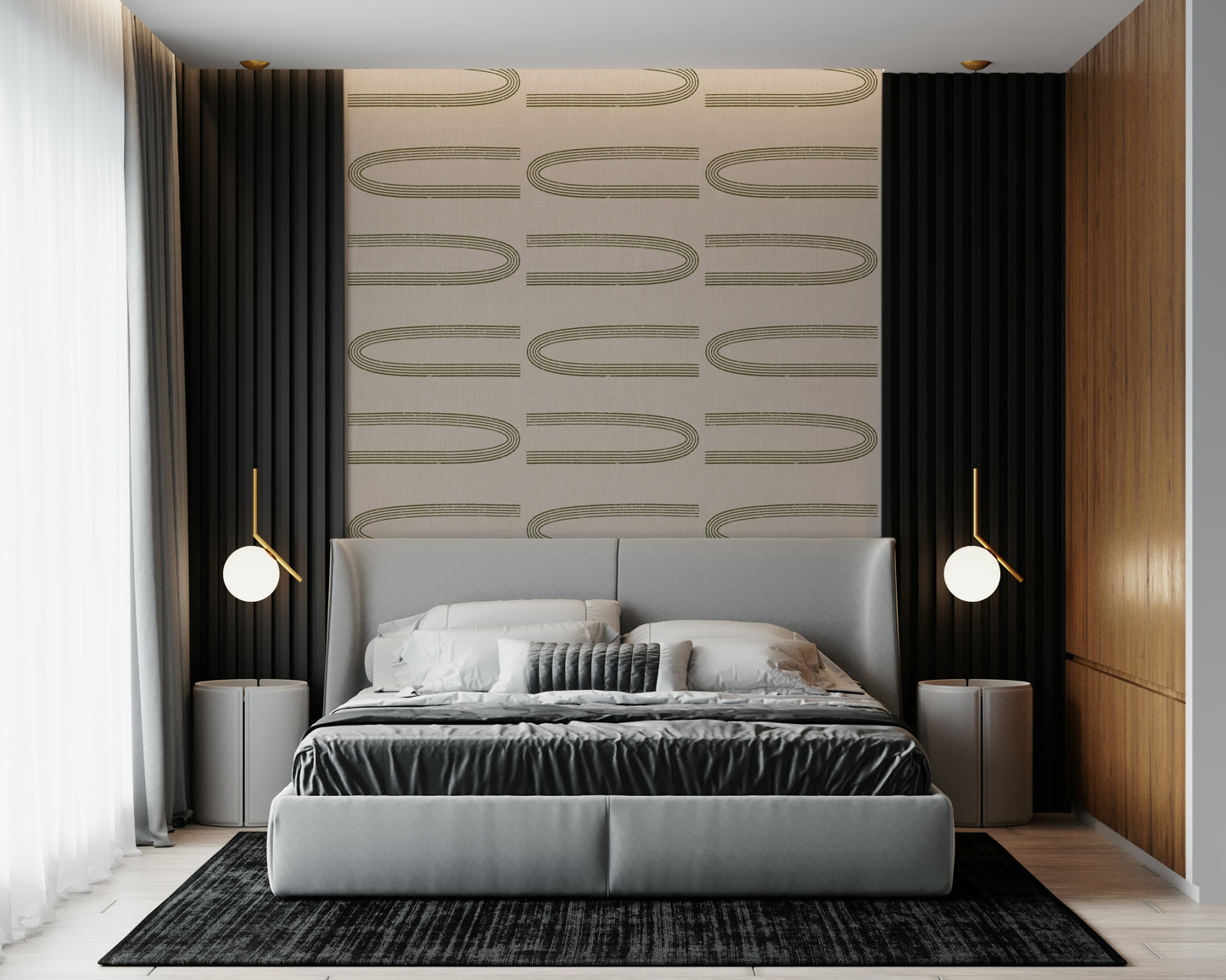 A contemplative mid-century design wallpaper mural for a feature wall.

