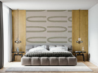 An artistic abstract line mural on minimalist wallpaper.

