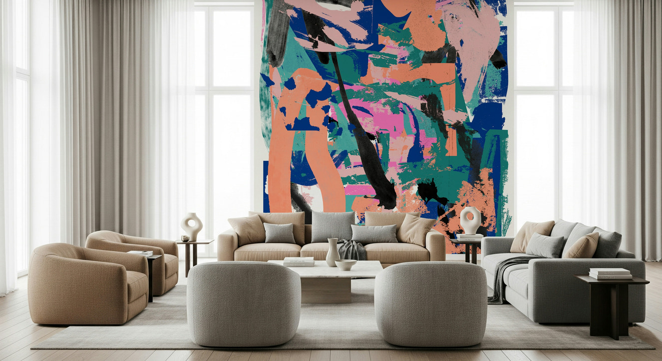 A beautiful abstract splash ink wallpaper mural for a modern home.


