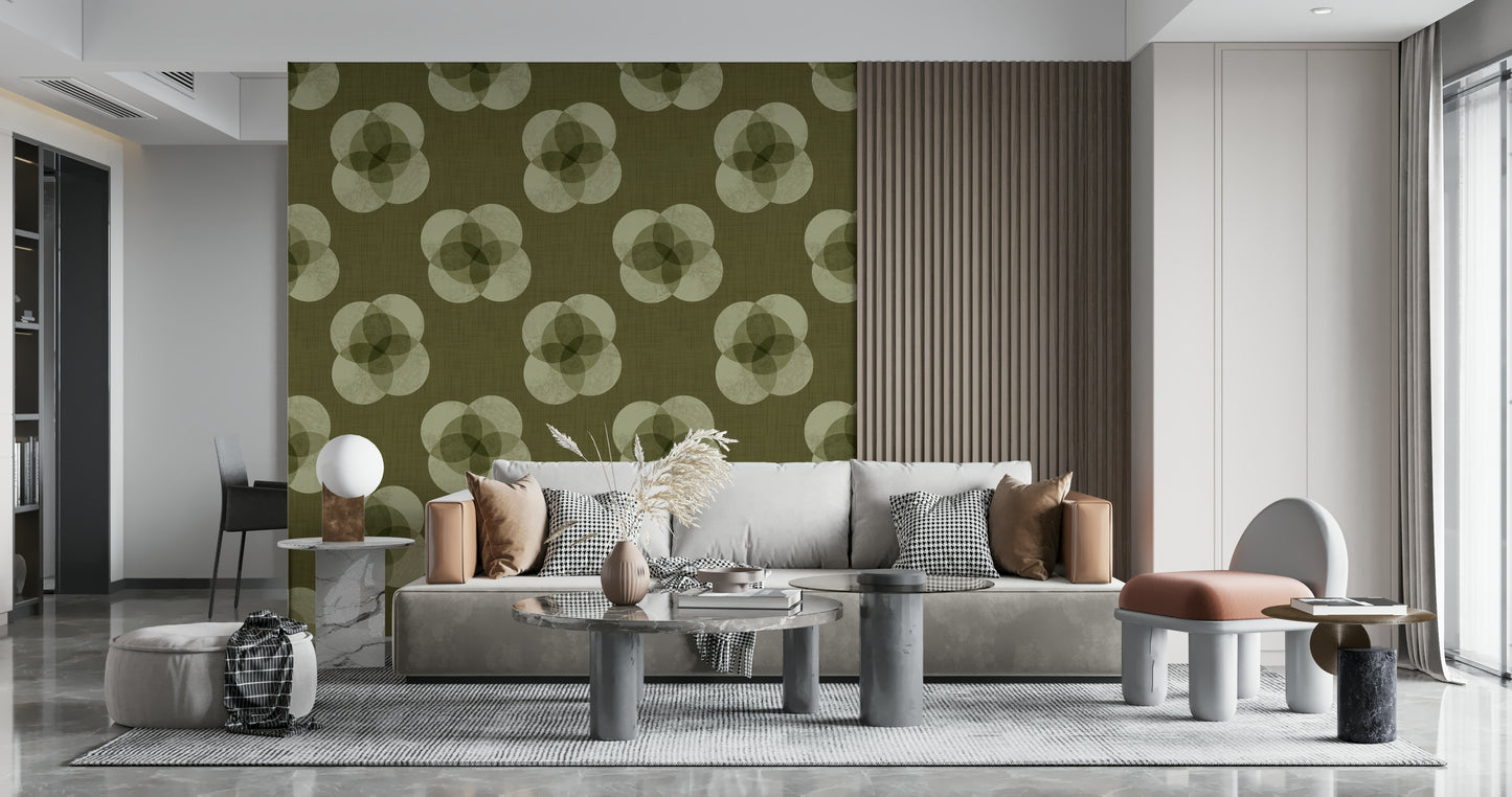 A calming floral design wallpaper mural that defines a space.