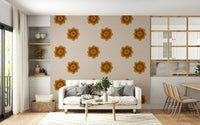 A calming floral design wallpaper mural that defines a space.