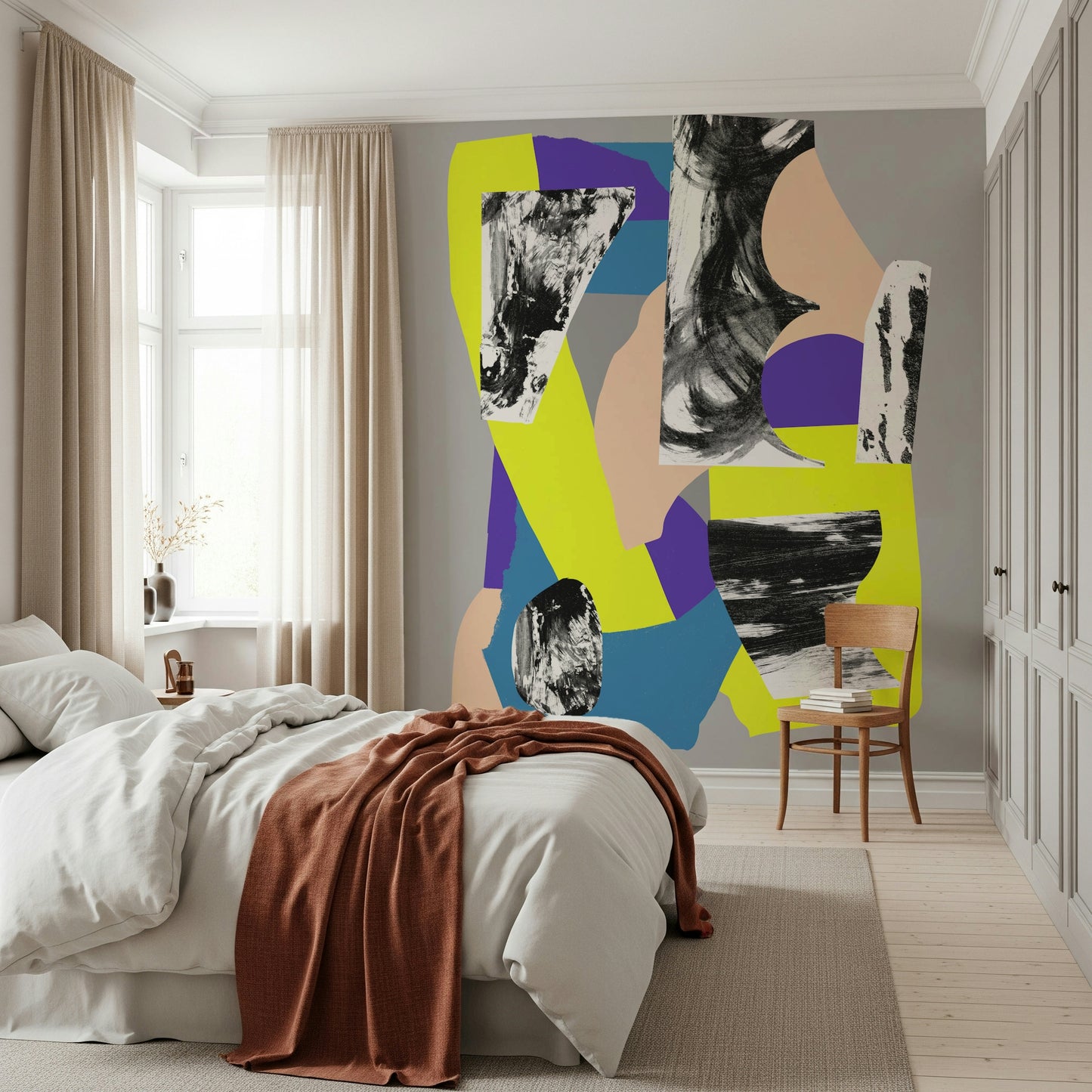 A beautiful wide-angle wall mural of abstract motion.