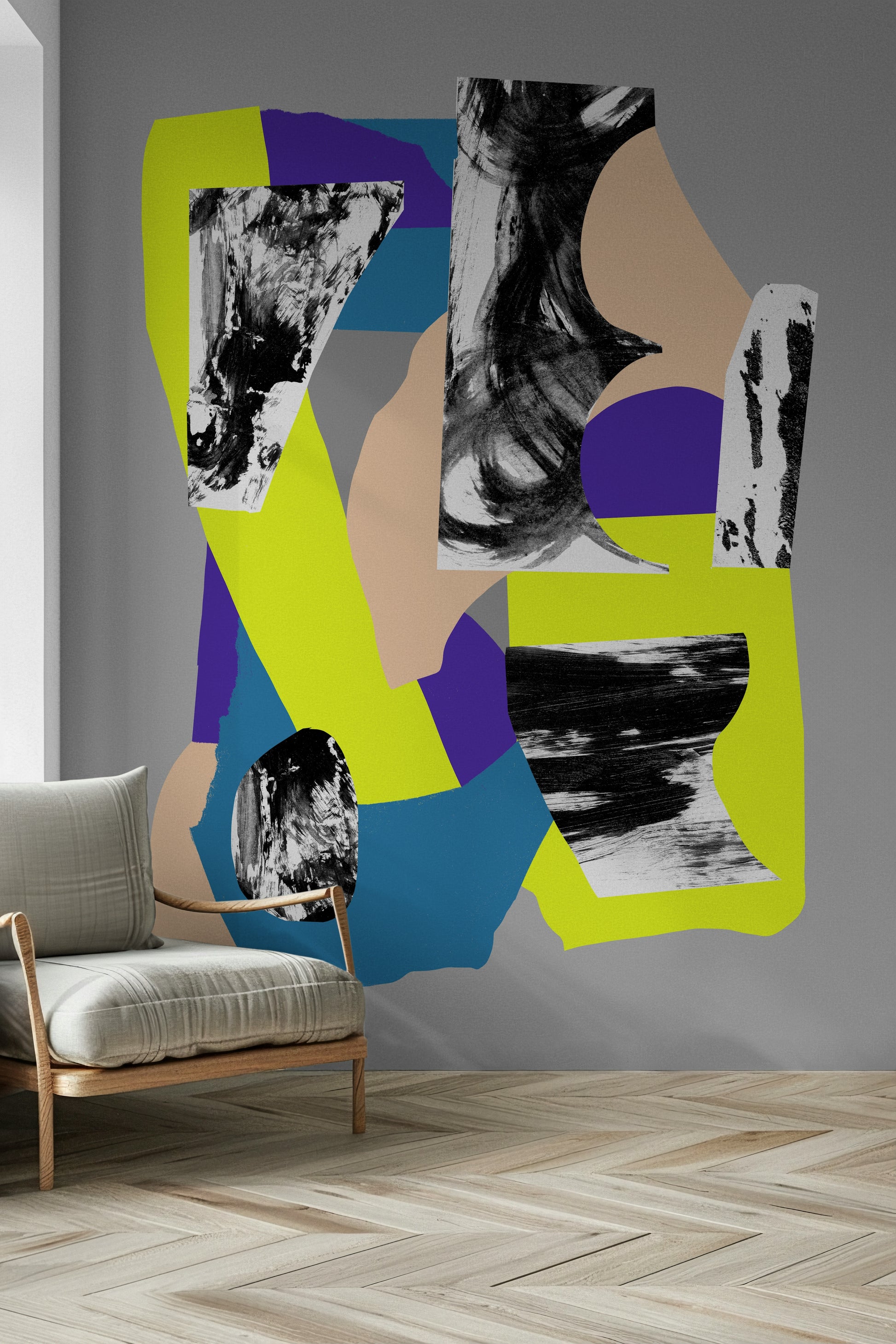 A beautiful abstract flash wallpaper mural with dynamic lines and energy.