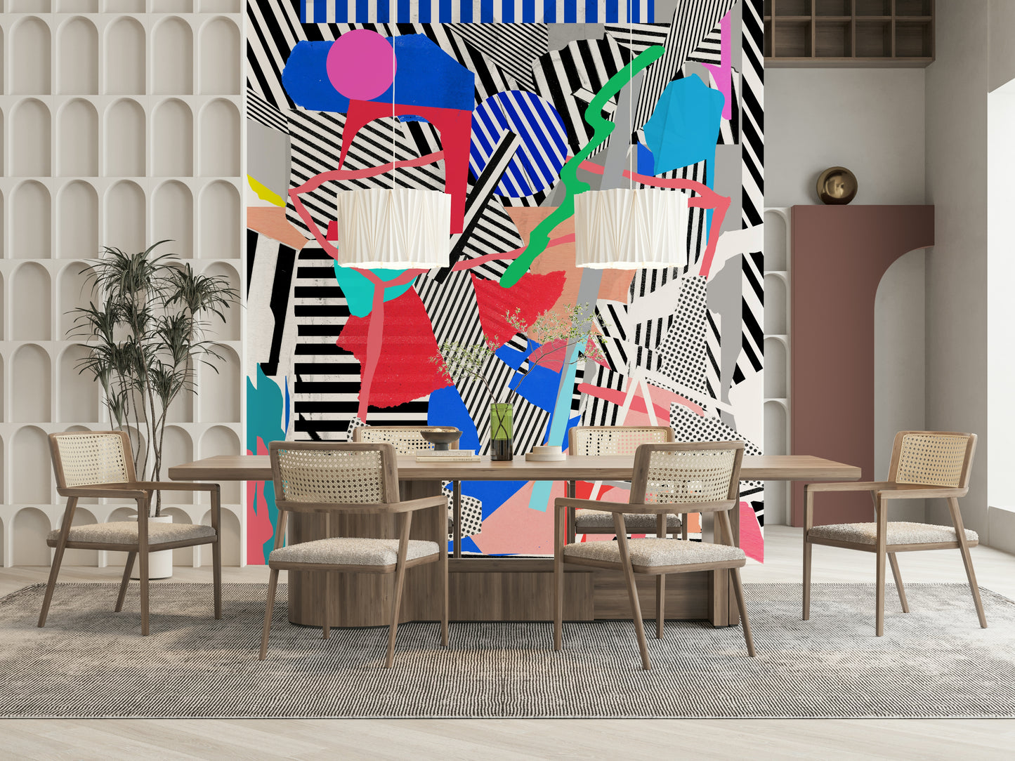 A serene dynamic pattern wall mural for bold decor.