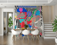 An artistic chaotic form mural for home decor.