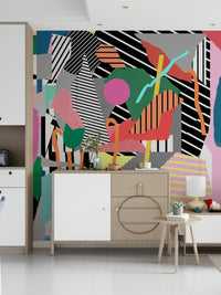 An artistic soft focus mural on minimalist wallpaper.