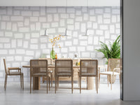 A calming abstract design wallpaper mural that defines a space.
