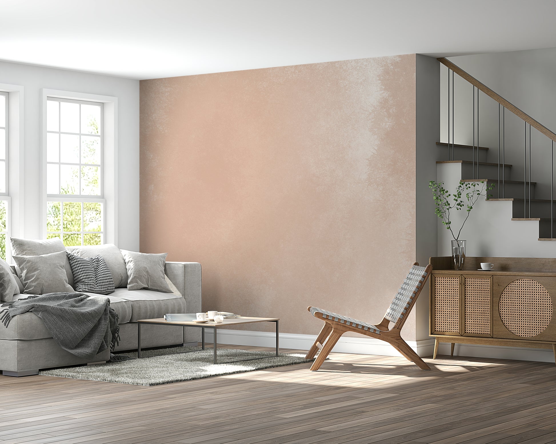 A beautiful modern art wall mural of delicate color.