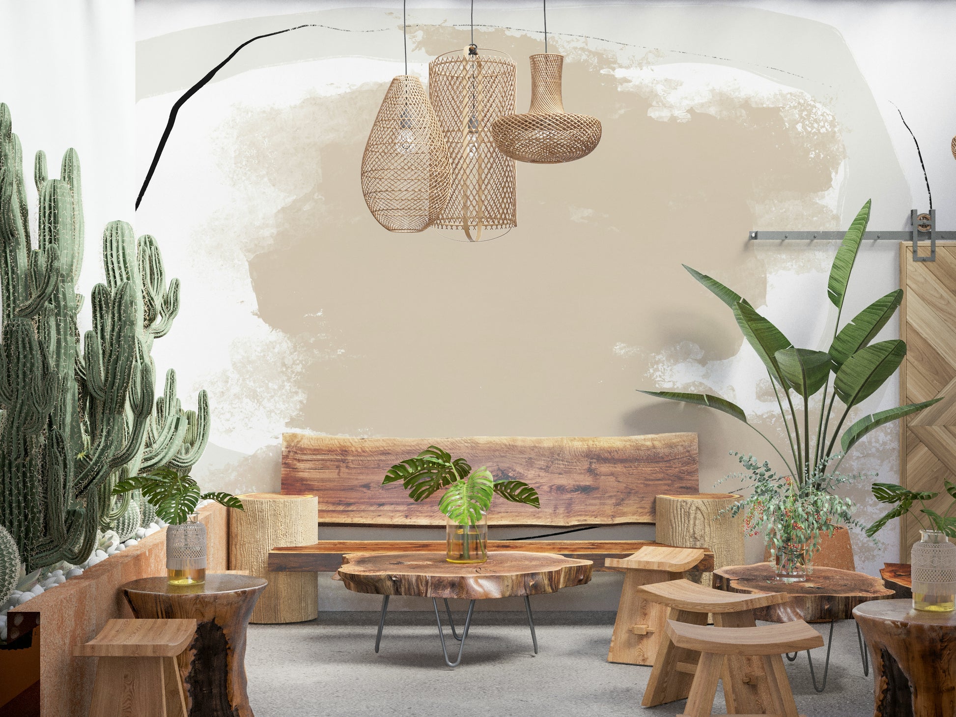 A contemplative subtle abstract wallpaper mural for a feature wall.