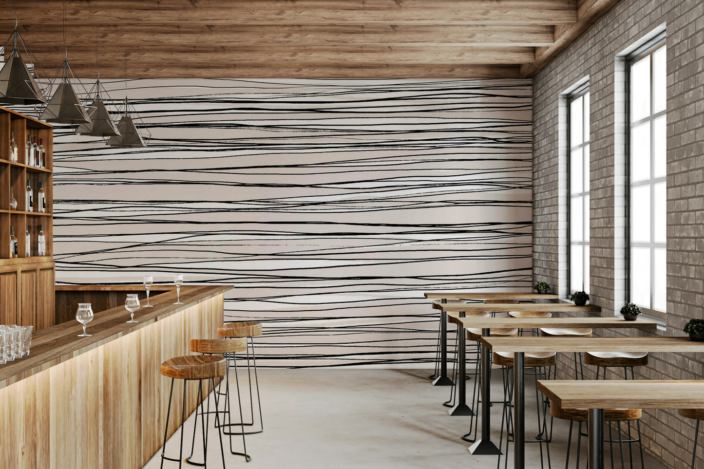 A beautiful modern art wall mural for a living room.