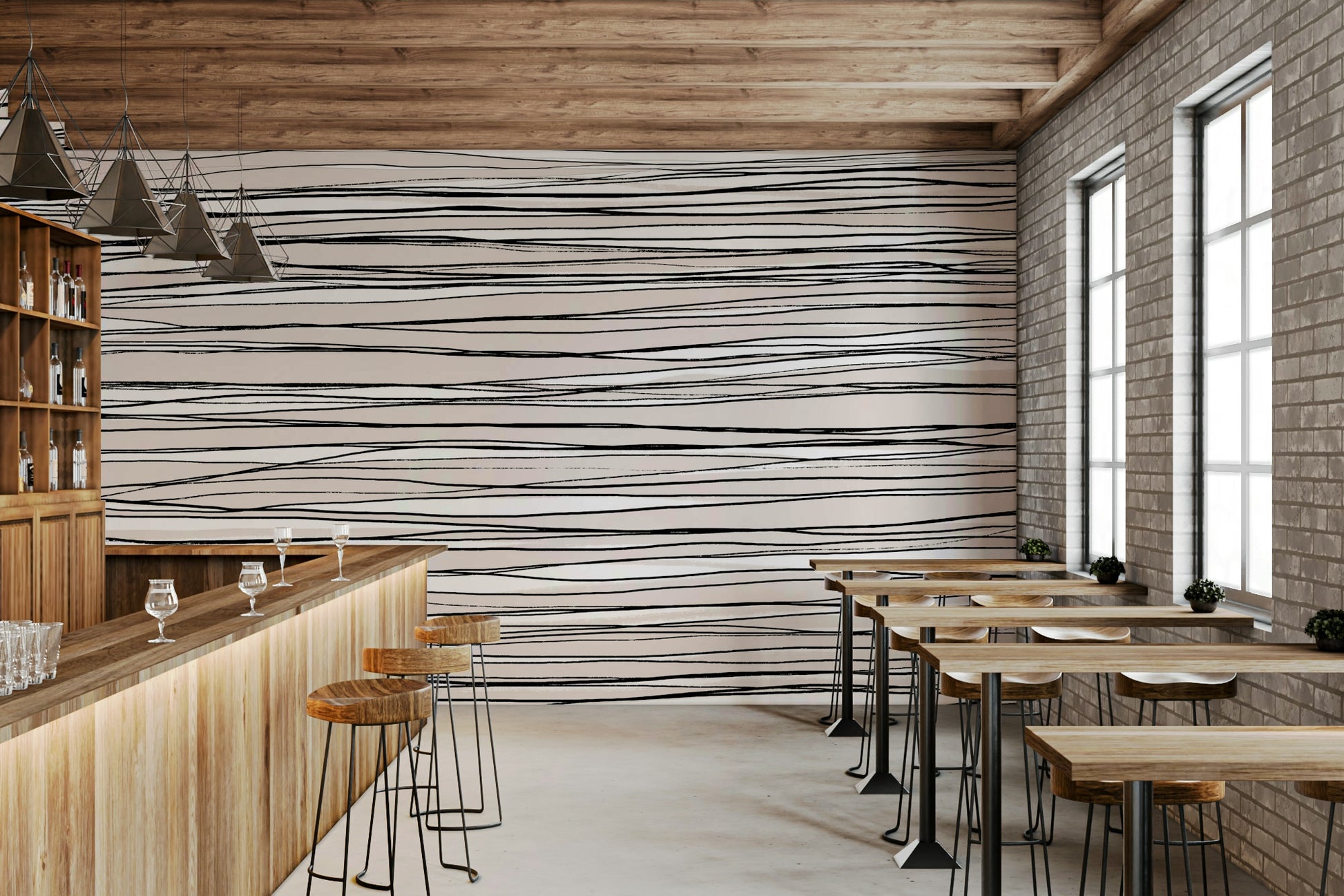 A beautiful modern art wall mural for a living room.