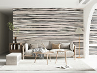 A graceful subtle line wall mural in cool, neutral tones.