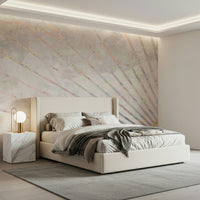 A contemplative geometric design wallpaper mural for a feature wall.