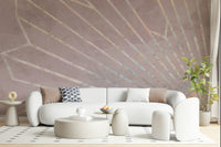 An artistic modern pattern mural on minimalist wallpaper.