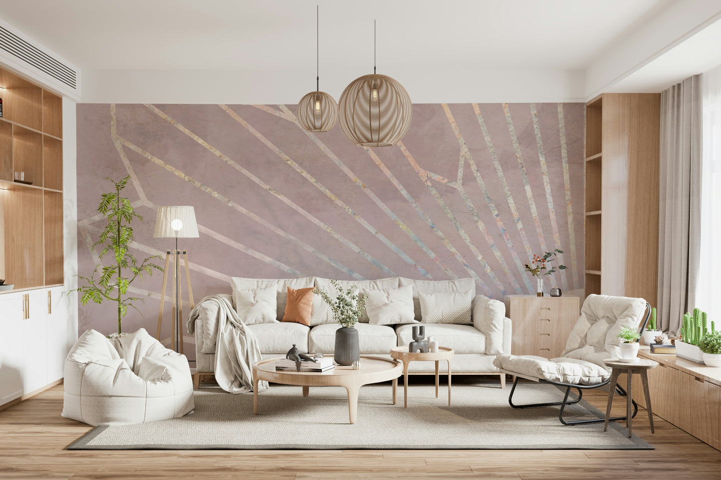 A beautiful modern art wall mural for a living room.