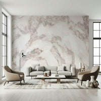 A peaceful natural marble mural on decorative wallpaper.