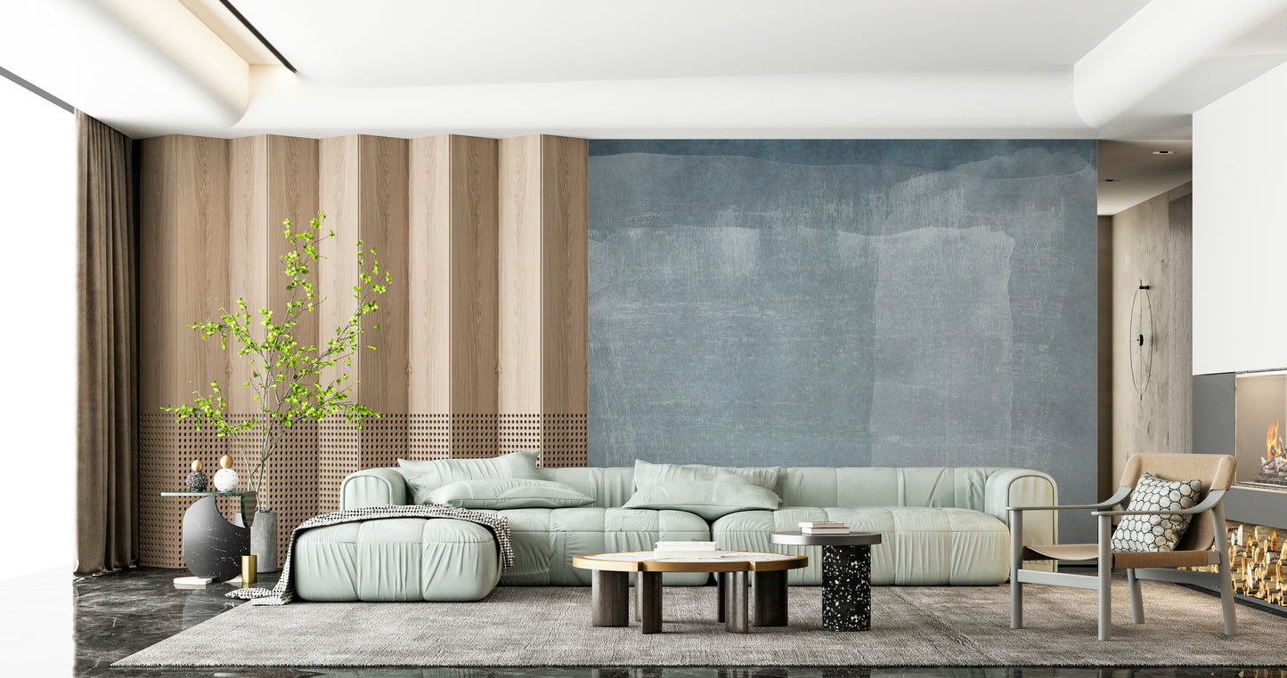 A calming abstract design wallpaper mural that defines a space.
