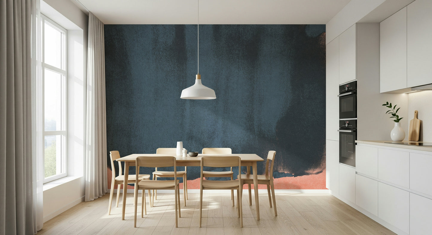 An artistic soft focus mural on minimalist wallpaper.