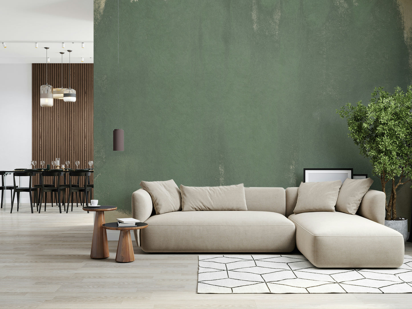 A beautiful modern art wall mural of abstract forms.