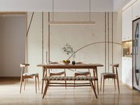 A peaceful modern abstract mural on decorative wallpaper.