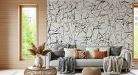 An artistic soft focus mural on minimalist wallpaper.