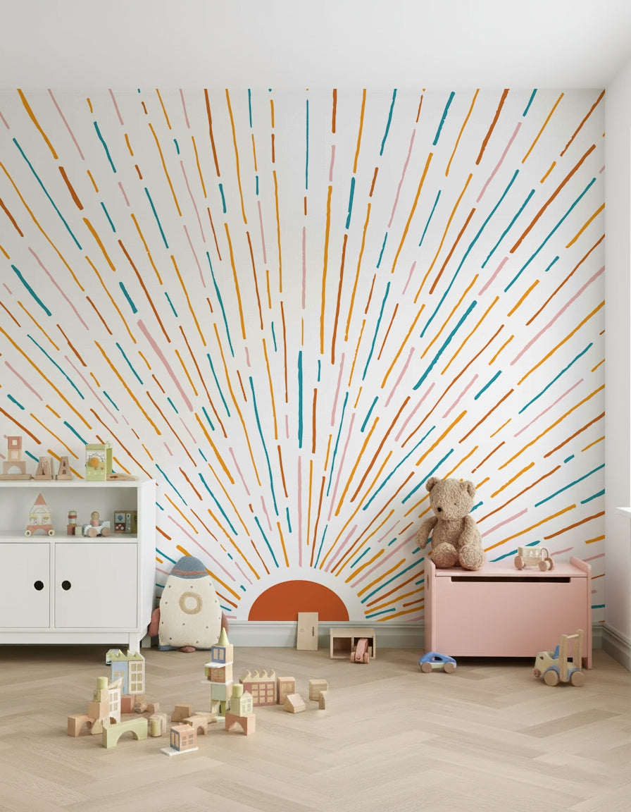 A graceful subtle pattern wall mural in warm, golden tones.