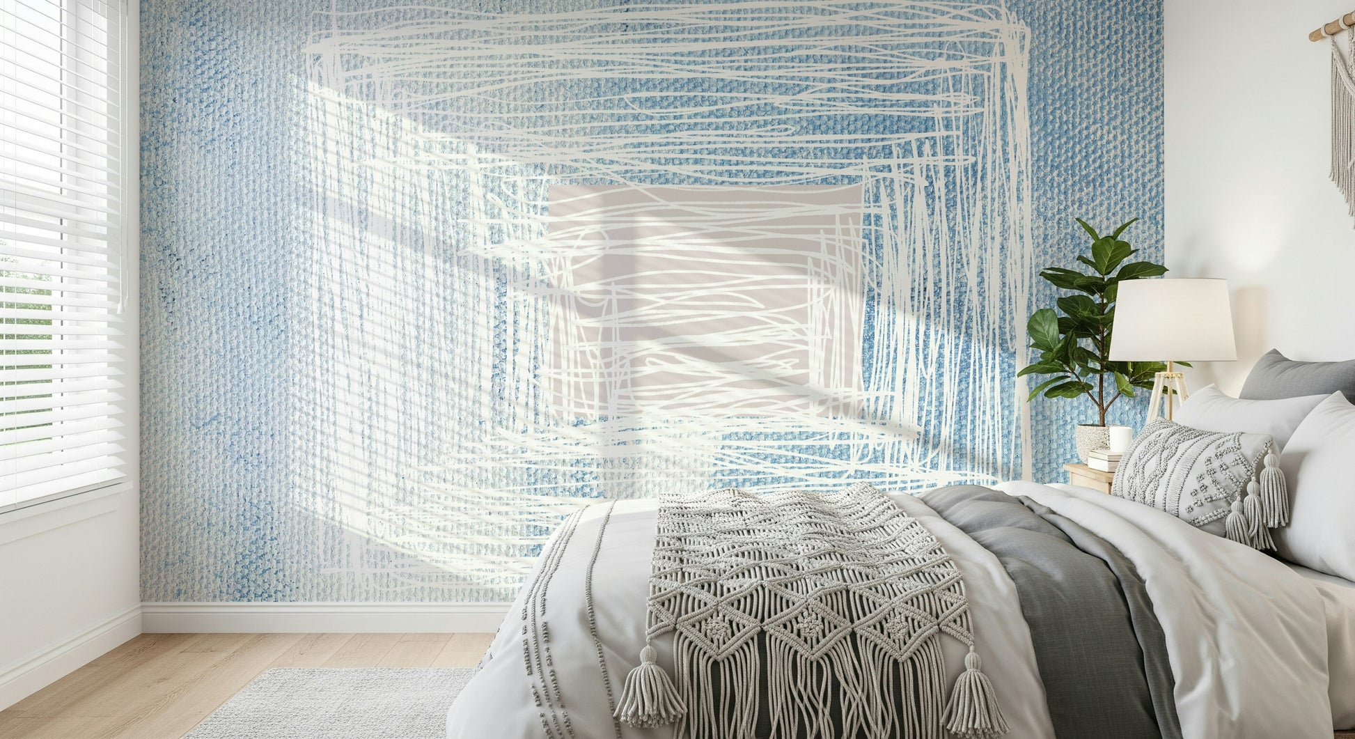 A contemplative gentle design wallpaper mural for a feature wall.