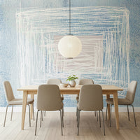 An artistic soft focus mural on minimalist wallpaper.