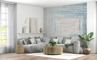 A calming abstract design wallpaper mural that defines a space.