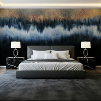 A serene flowing design wall mural with gilded details.