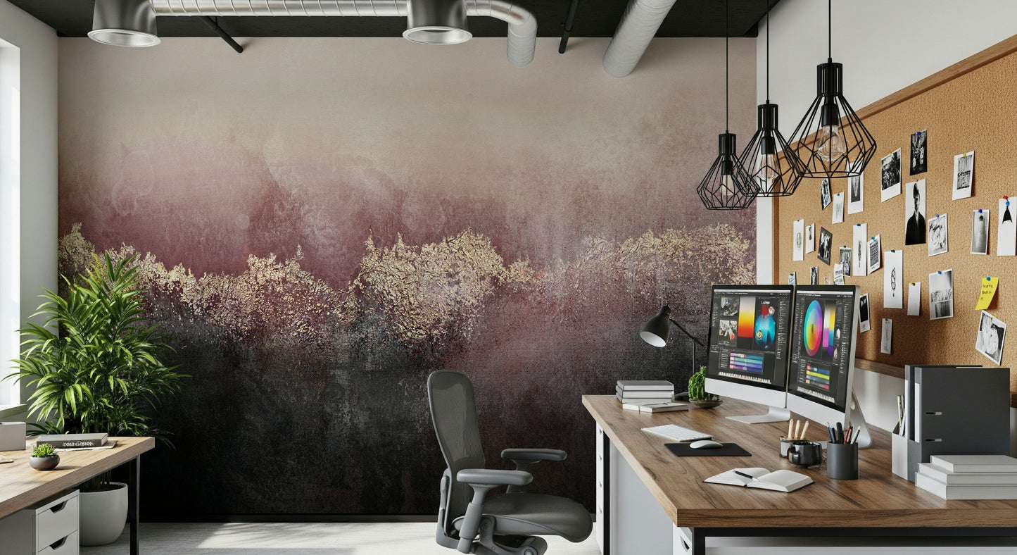 A calming floral design wallpaper mural that defines a space.
