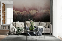 A graceful subtle flower wall mural in rich, lavish tones.