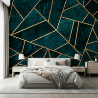 A classic abstract block wallpaper for walls with gold foil.