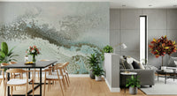An artistic soft focus mural on minimalist wallpaper.