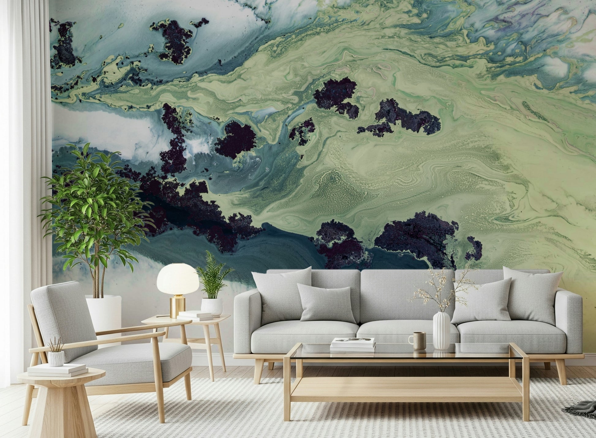 A beautiful modern art wall mural of delicate texture.