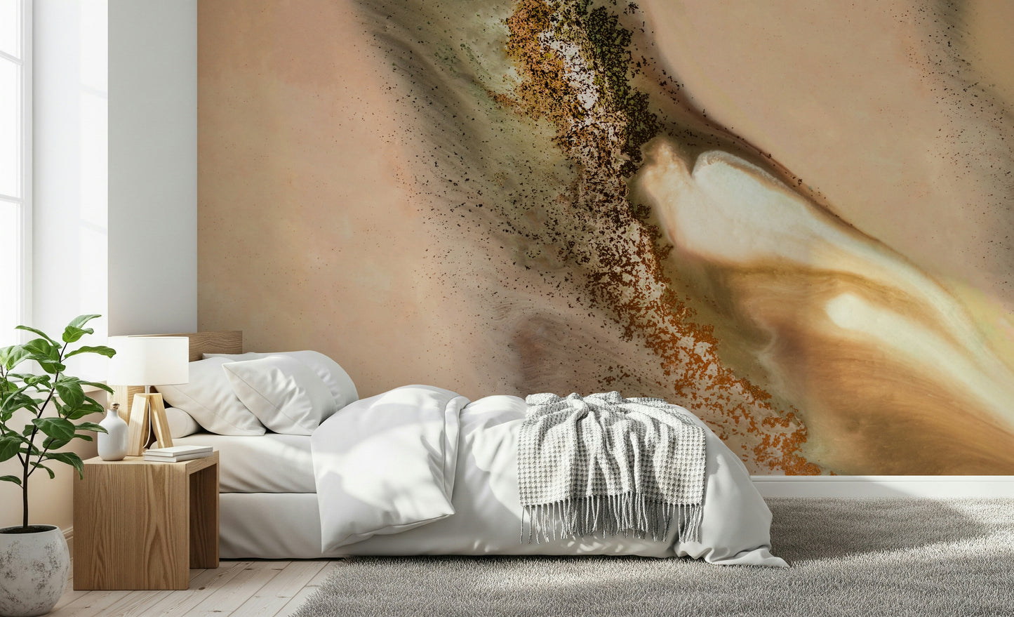 An artistic minimalist form mural for home decor.