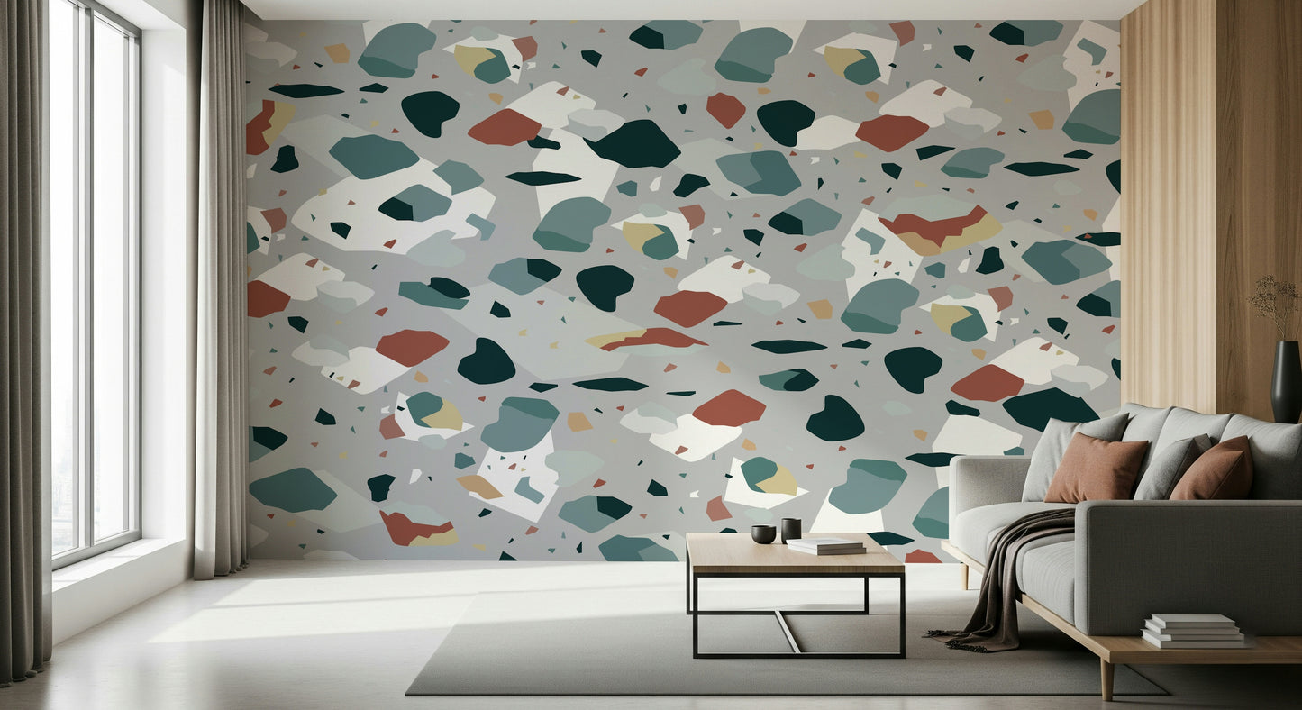 A beautiful abstract mosaic wallpaper mural with subtle geometric patterns.