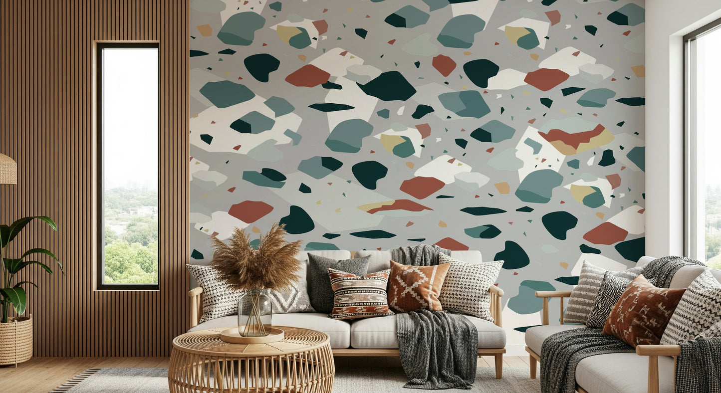 An artistic minimalist form mural for home decor.