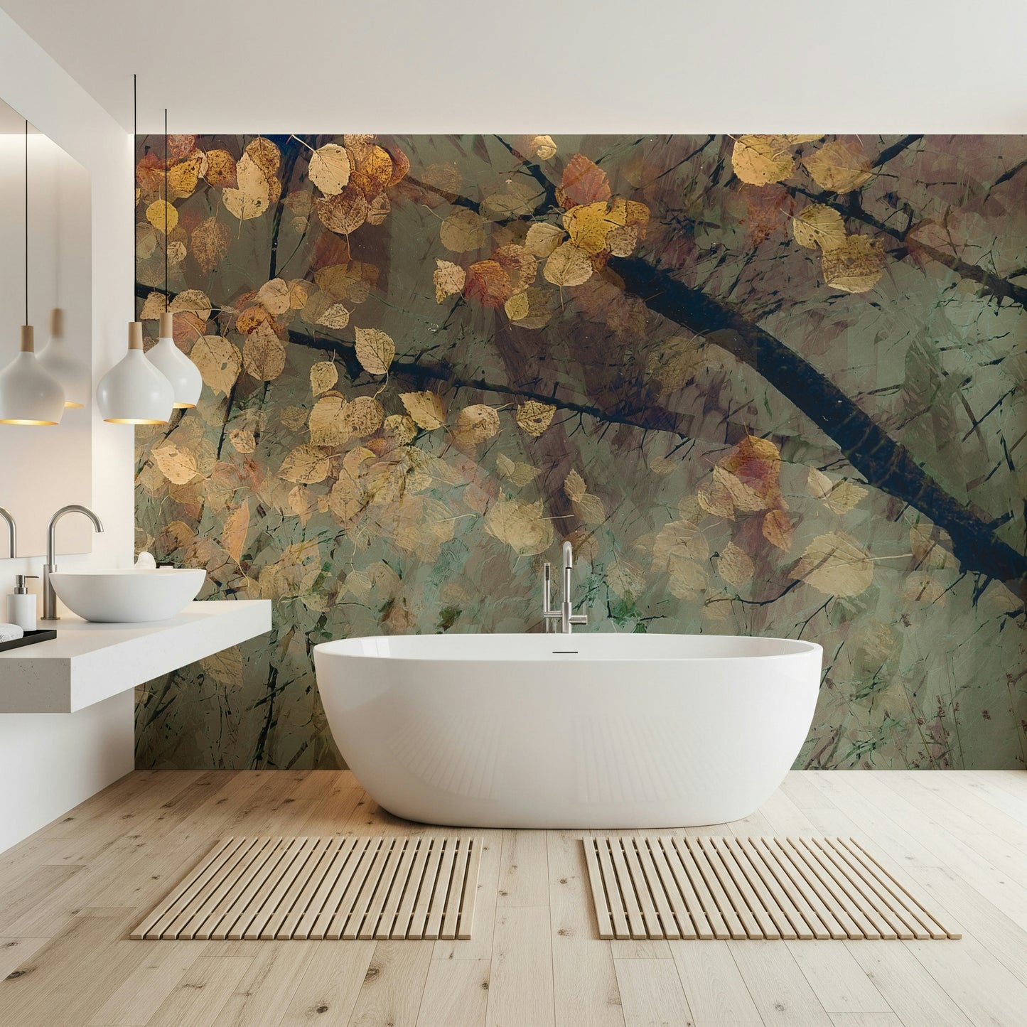 Autumn's Tranquil Reflection Wall Mural