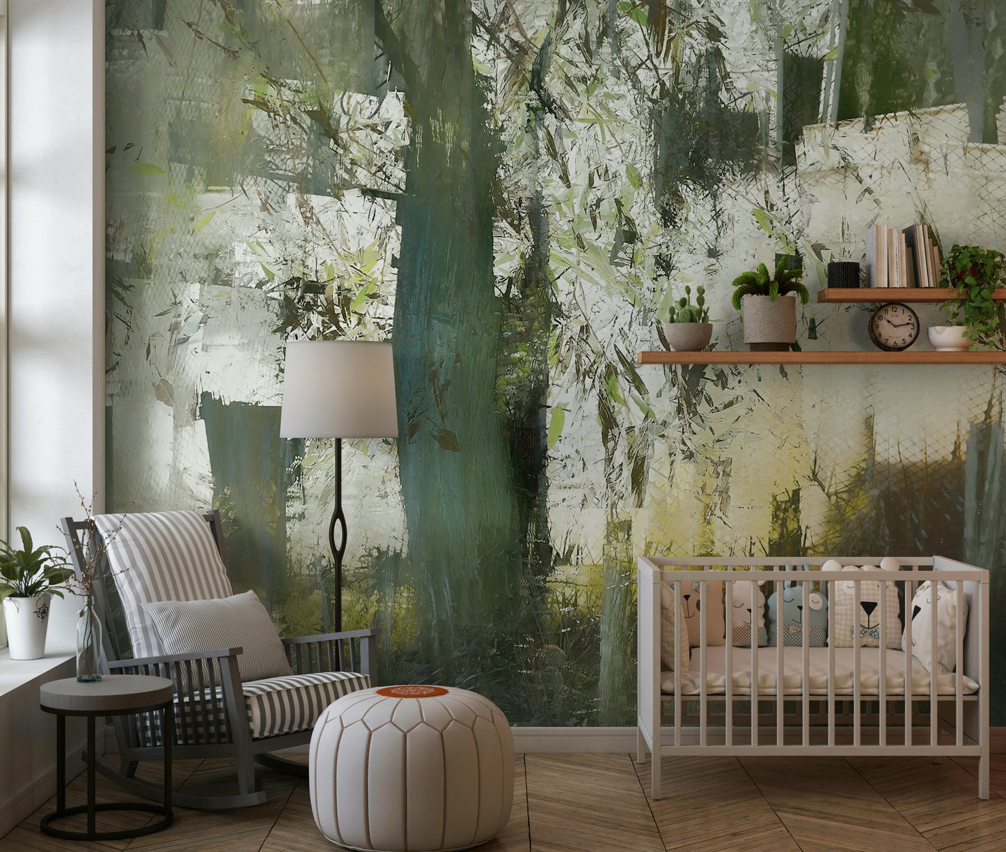 Misty Woodland Abstraction Wall Mural -2377428