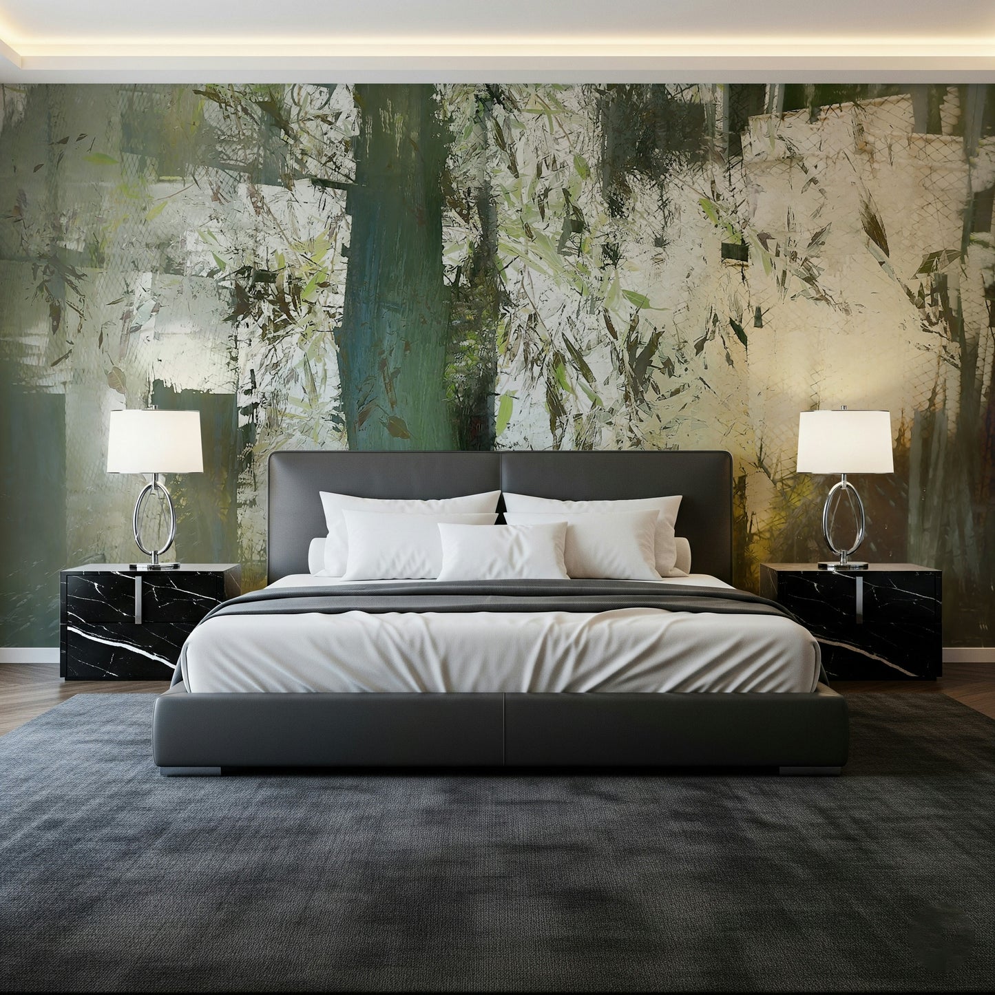 Misty Woodland Abstraction Wall Mural -2377428