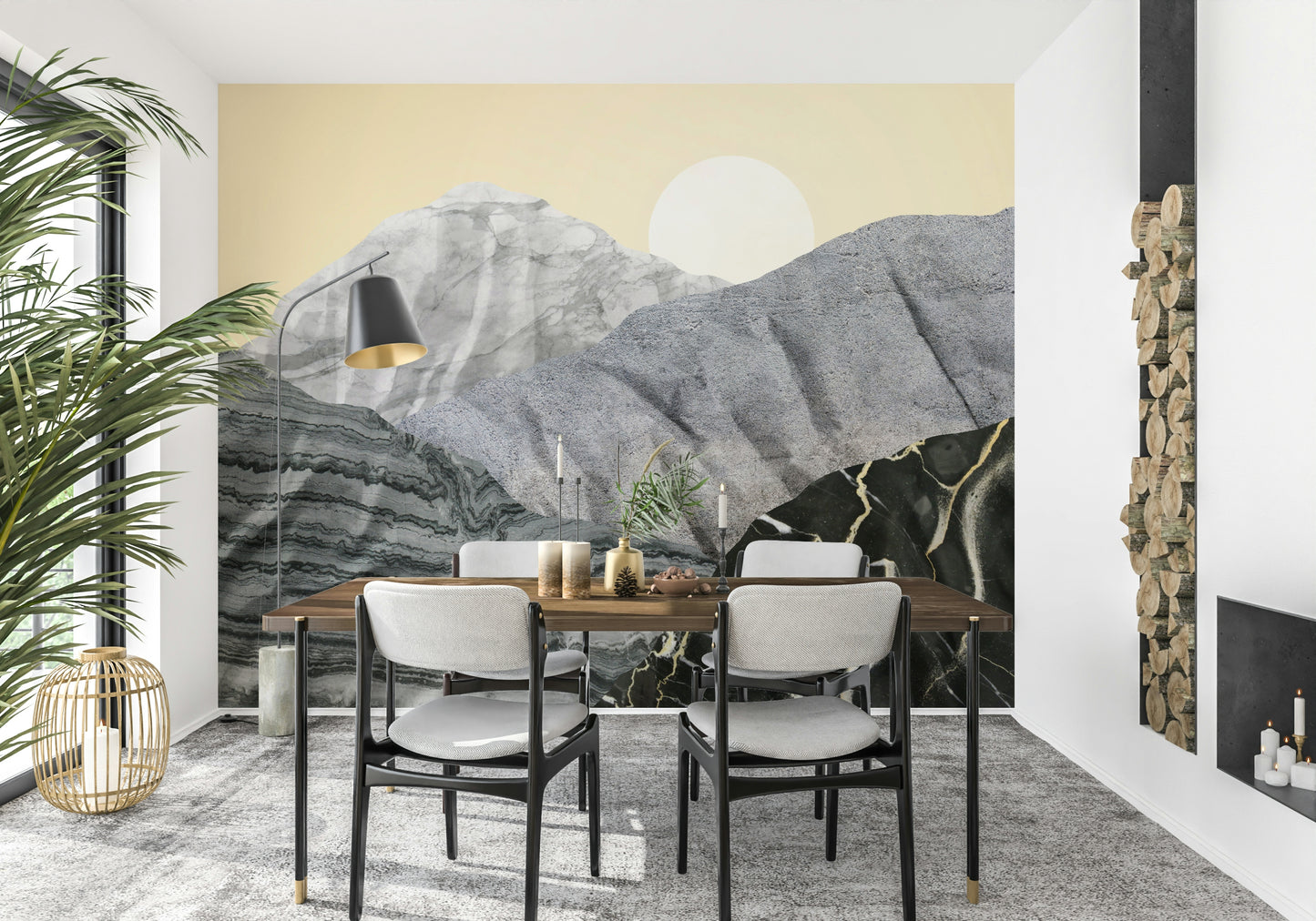Stony Peaks: Marble Sun Wall Mural -2583867