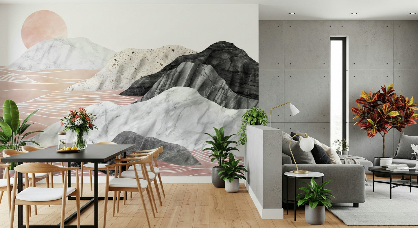 Marble Peaks Sunset Wall Mural -2583865