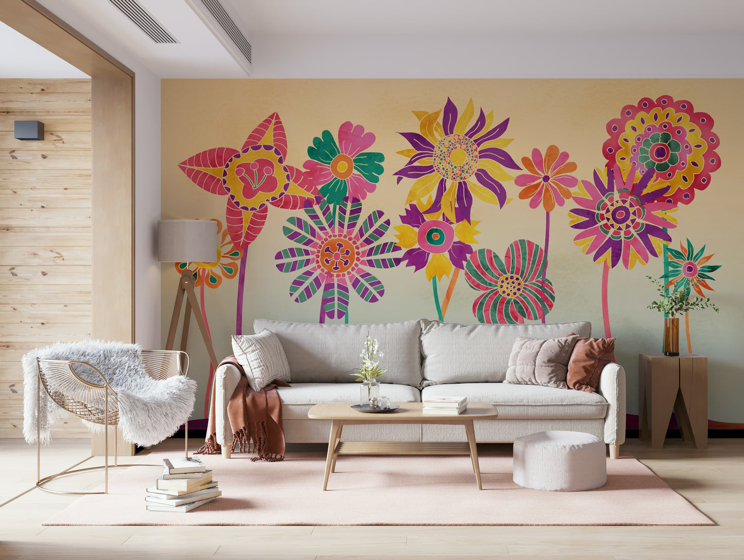 Whimsical Fantasy Flowers Wall Mural