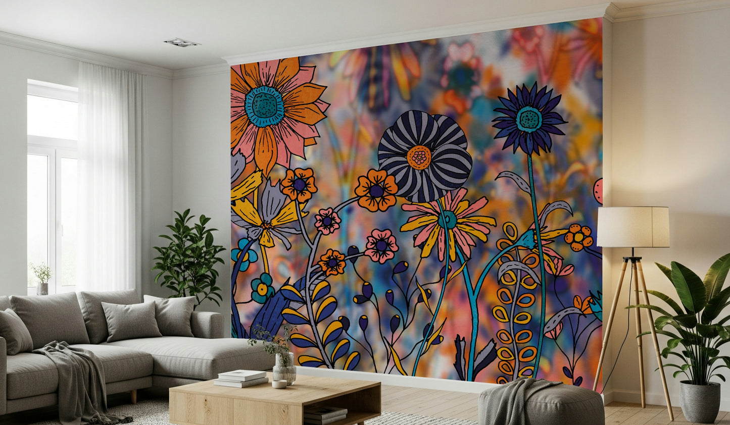 Vibrant Wildflower Wonderland Wall Mural