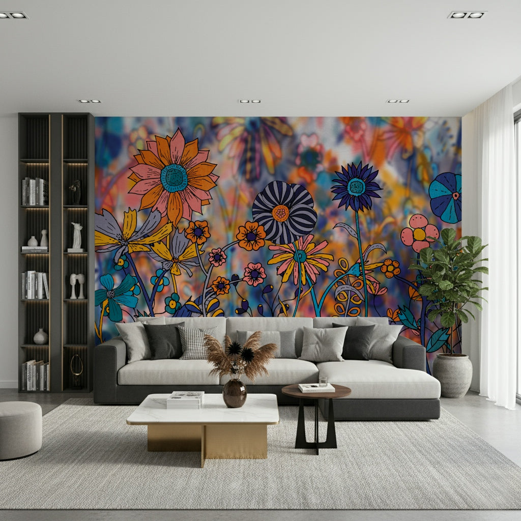 Vibrant Wildflower Wonderland Wall Mural