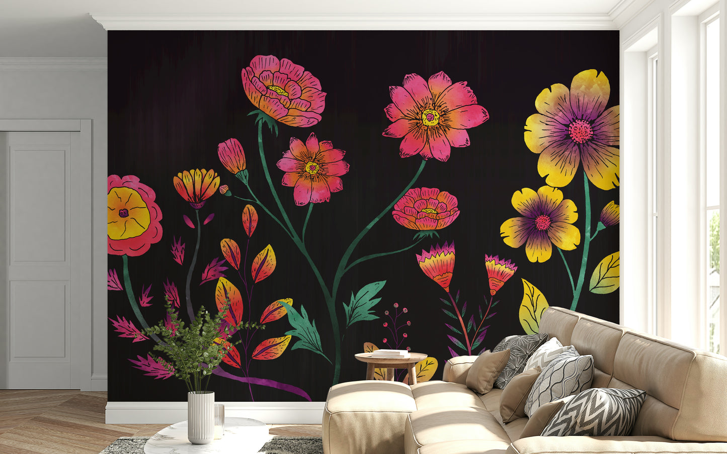 Luminous Floral Whispers Wall Mural