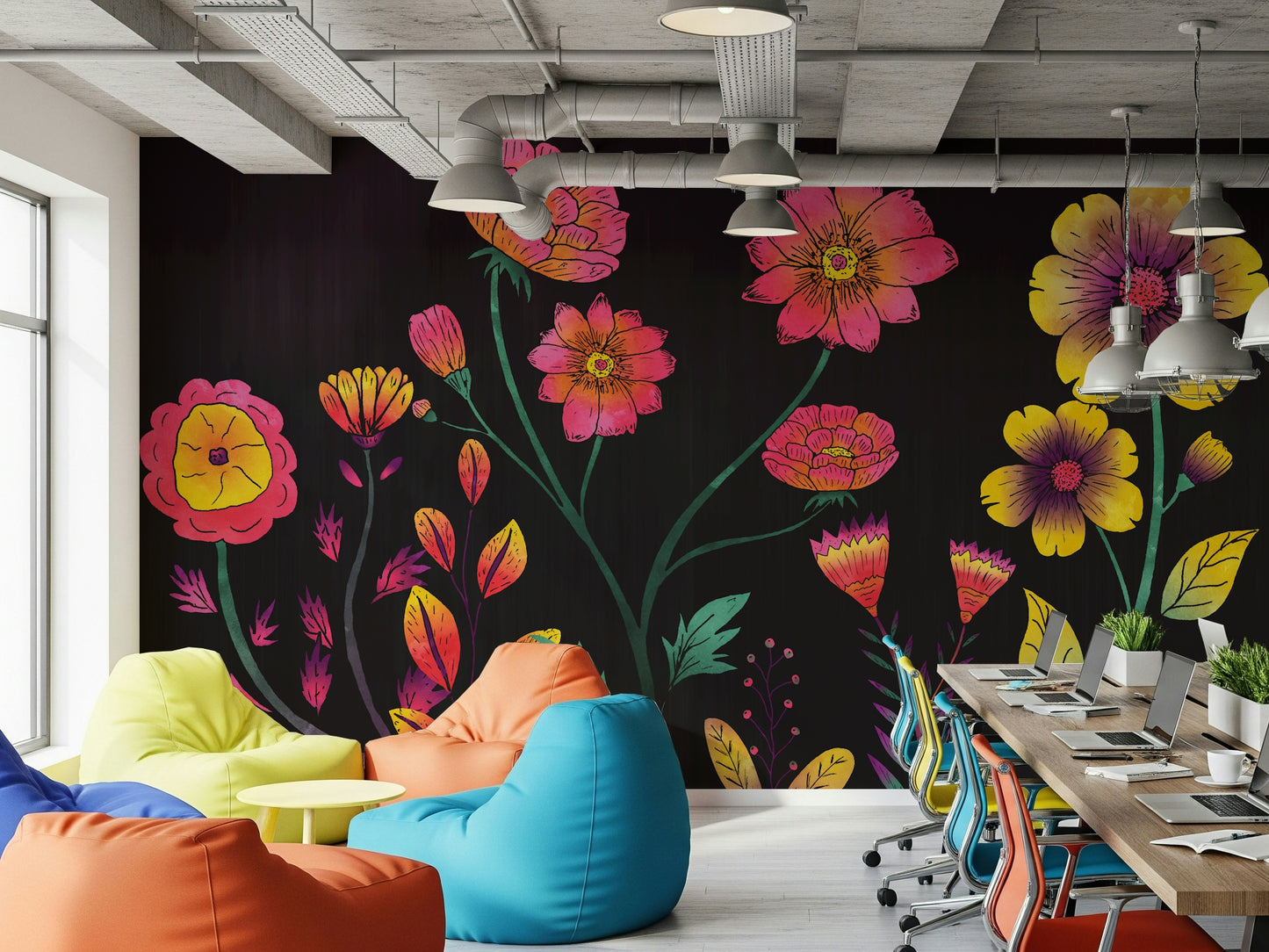 Luminous Floral Whispers Wall Mural